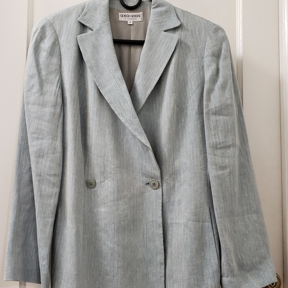 Giorgio Armani Double Breasted Herringbone Blazer - Picture 1 of 6